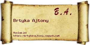 Brtyka Ajtony névjegykártya